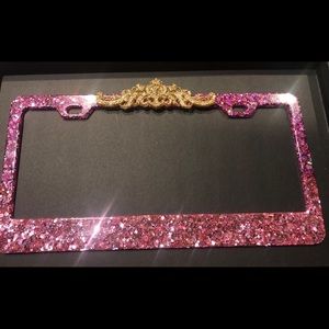Beautiful pink glitter License plate frame